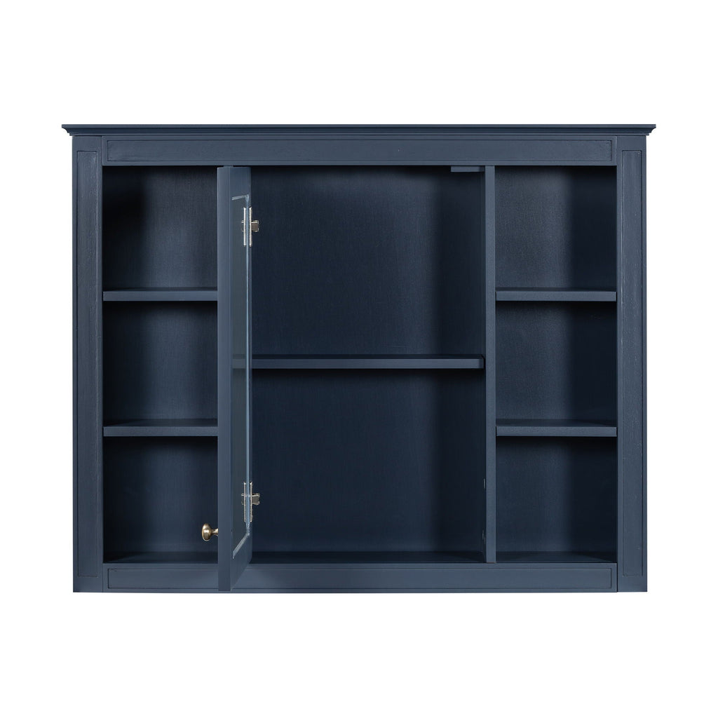 Wall Mounted Medicine Cabinet With Mirror, Storage Cabinet Featuring 6 Open Shelves And Adjustable Interior