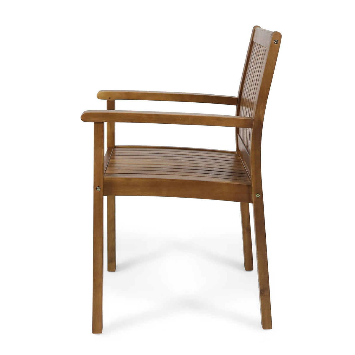 Amethyst Outdoor Dining Chair Set with Slat Design - Natural