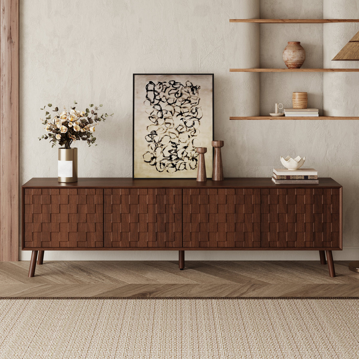 70 Inch Modern TV Stand for TVs Up to 80 Inches