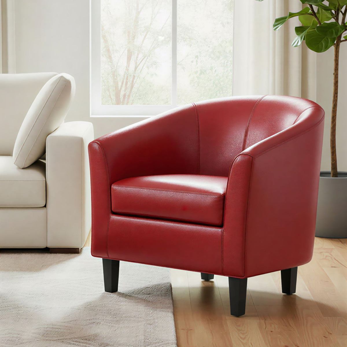 Transitional Tub Chair with Curved Back and Removable Cushion - Multiple Colors