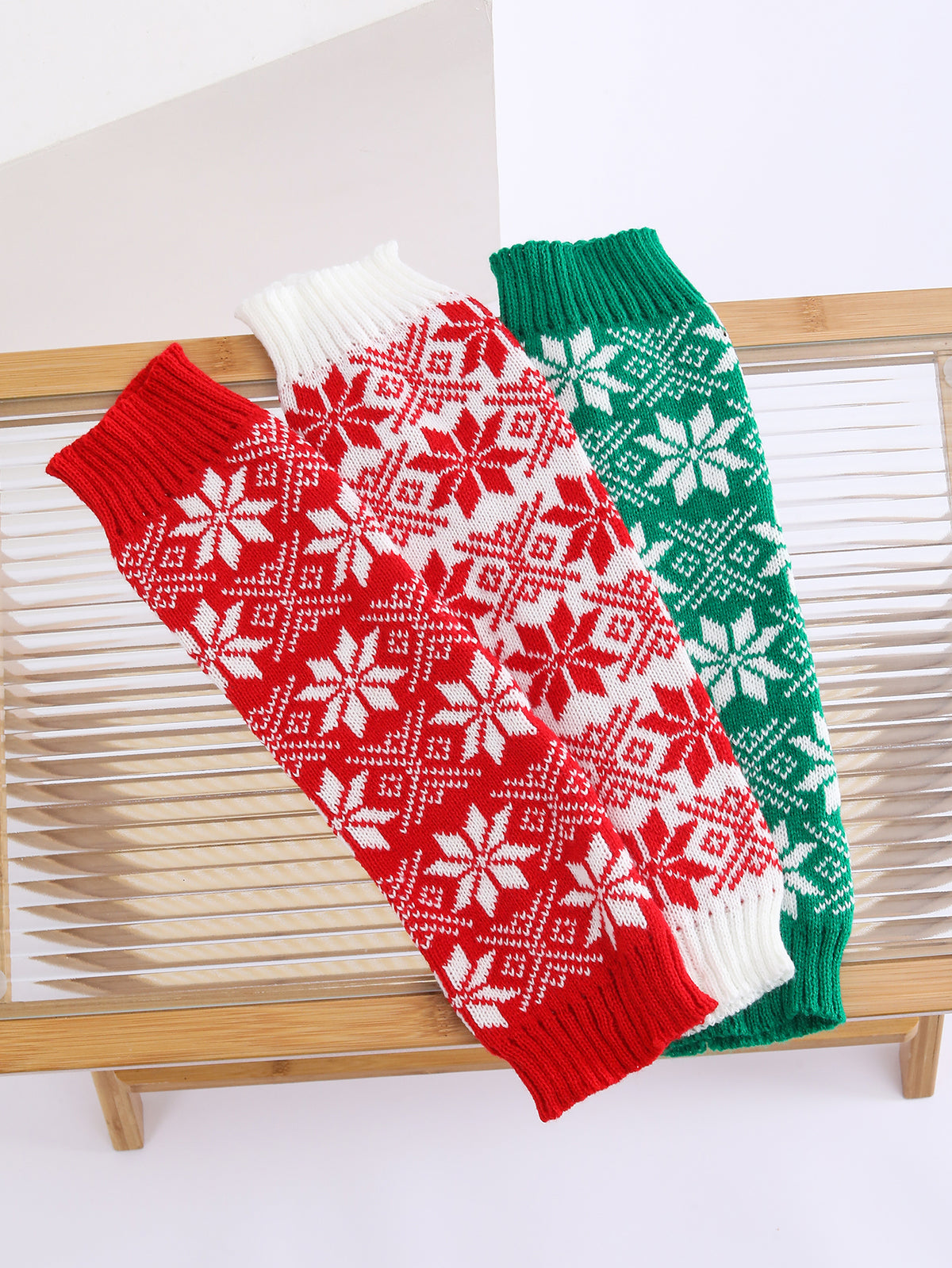 Girls Women Snowflake Print Autumn Winter Lady Knee Length Leggings Thick Warm Female Soft Knitted Boot Socks Leg Warmers