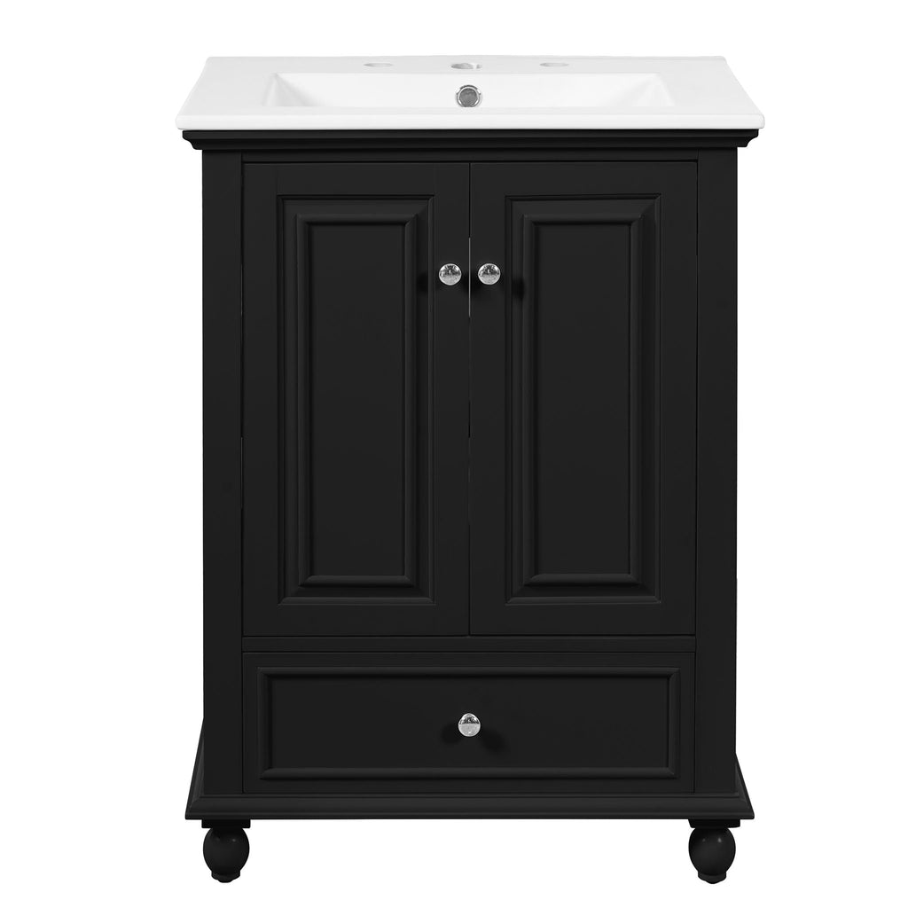 Modern Bathroom Vanity With Sink, Cabinet, And Drawers