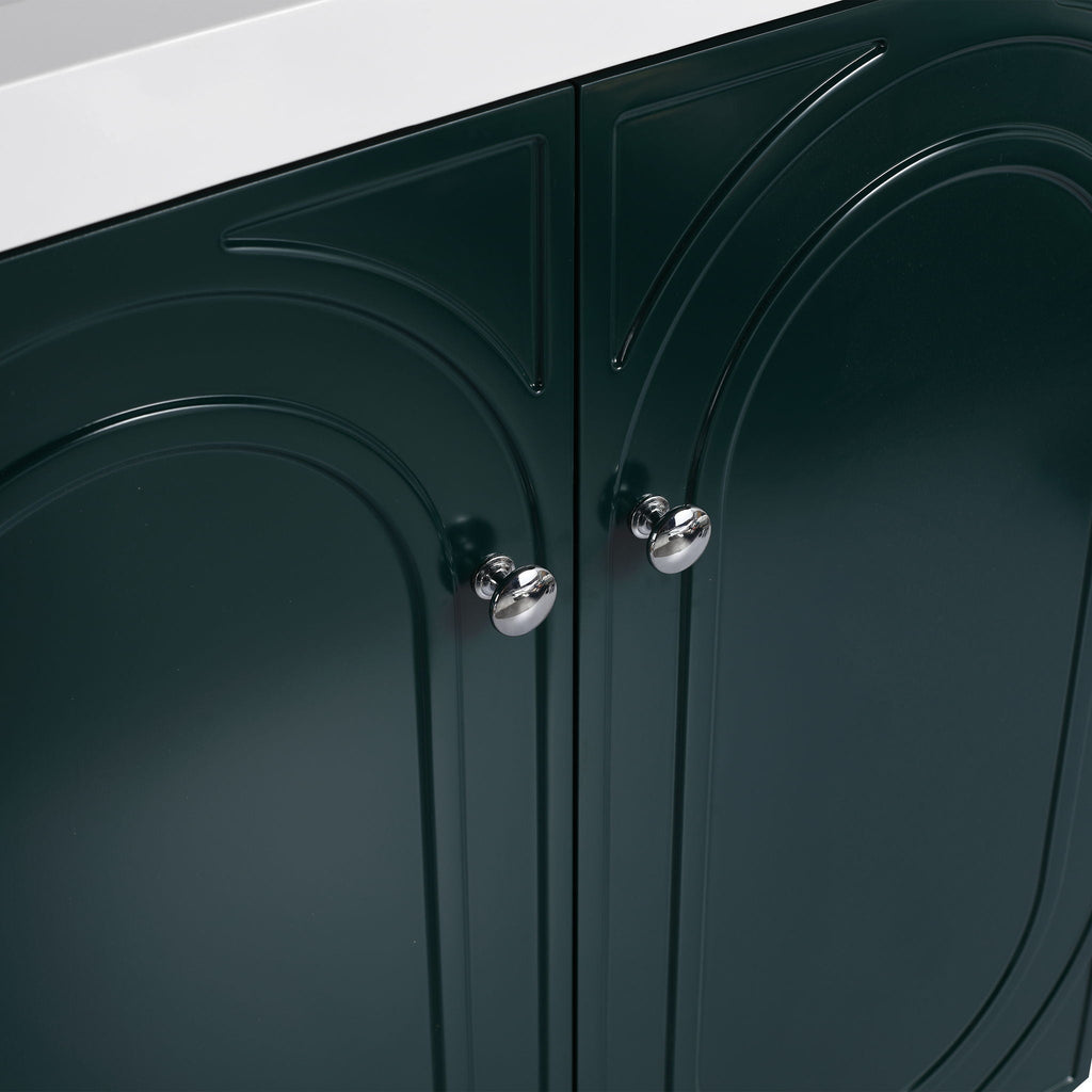 Modern Freestanding Bathroom Vanity with Soft Close Cabinet Doors - Pearl Silver, White, or Dark Green