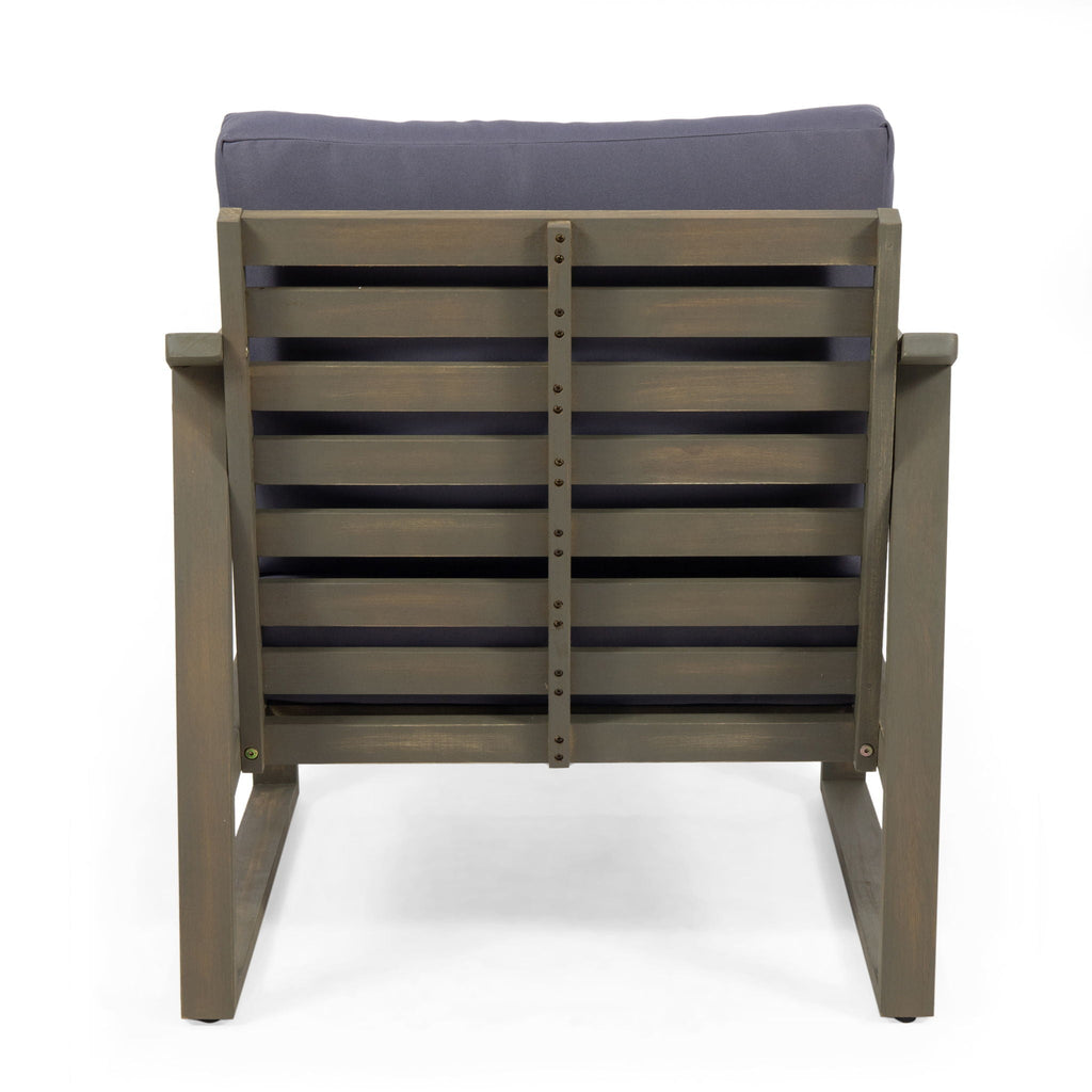 Samwell Outdoor Club Chair with Water-Resistant Cushions - Dark Gray