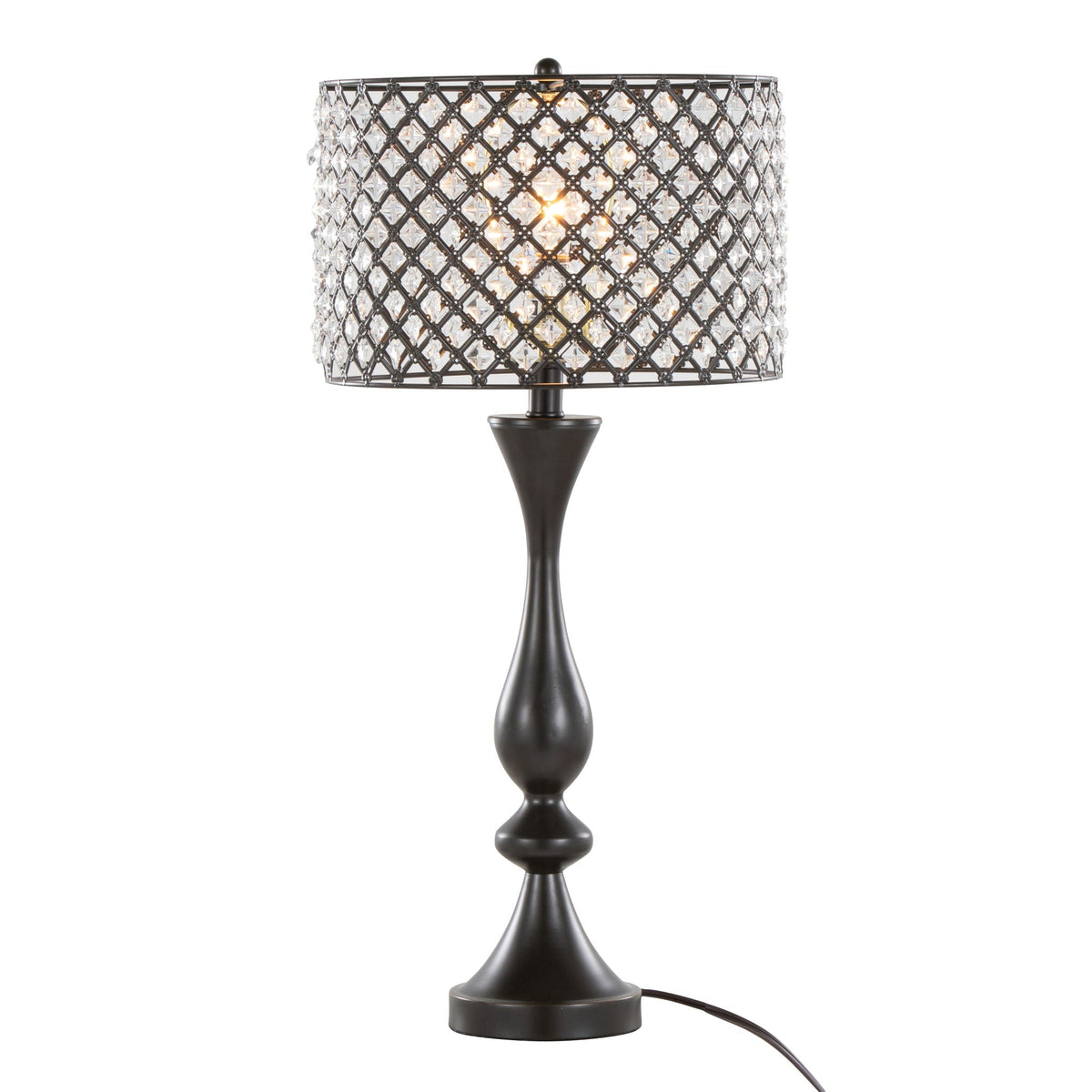Contemporary Table Lamp with Crystalline Shade - Gold, Black, or Gray