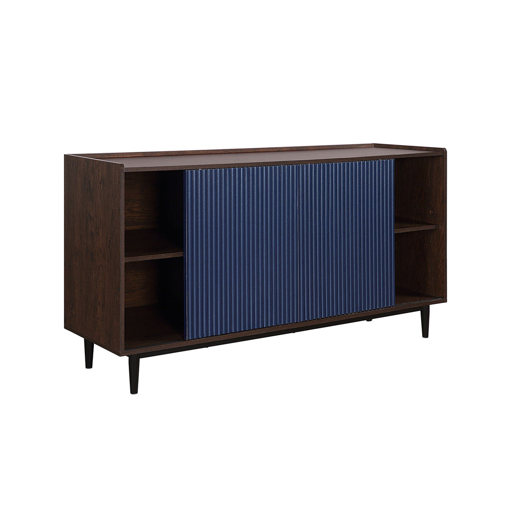 Fluted Sideboard with Adjustable Storage - Black or Blue