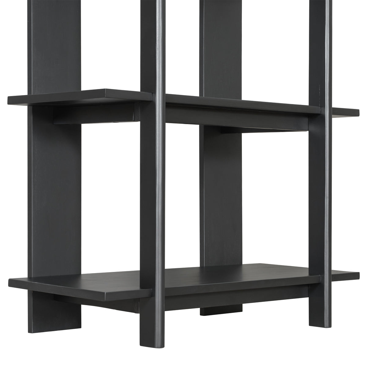4-Tier Wooden Open Bookcase with Ebonized Finish - Acacia