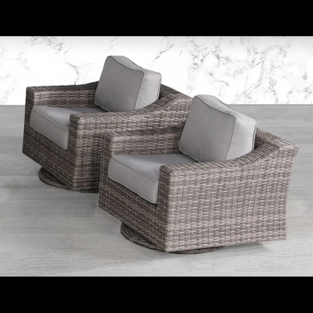 Swivel Patio Chair Set with Cushions - Gray Mix