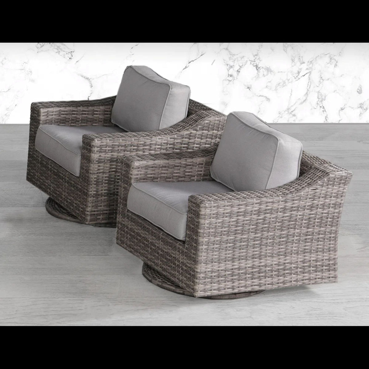 Swivel Patio Chair Set with Cushions - Gray Mix