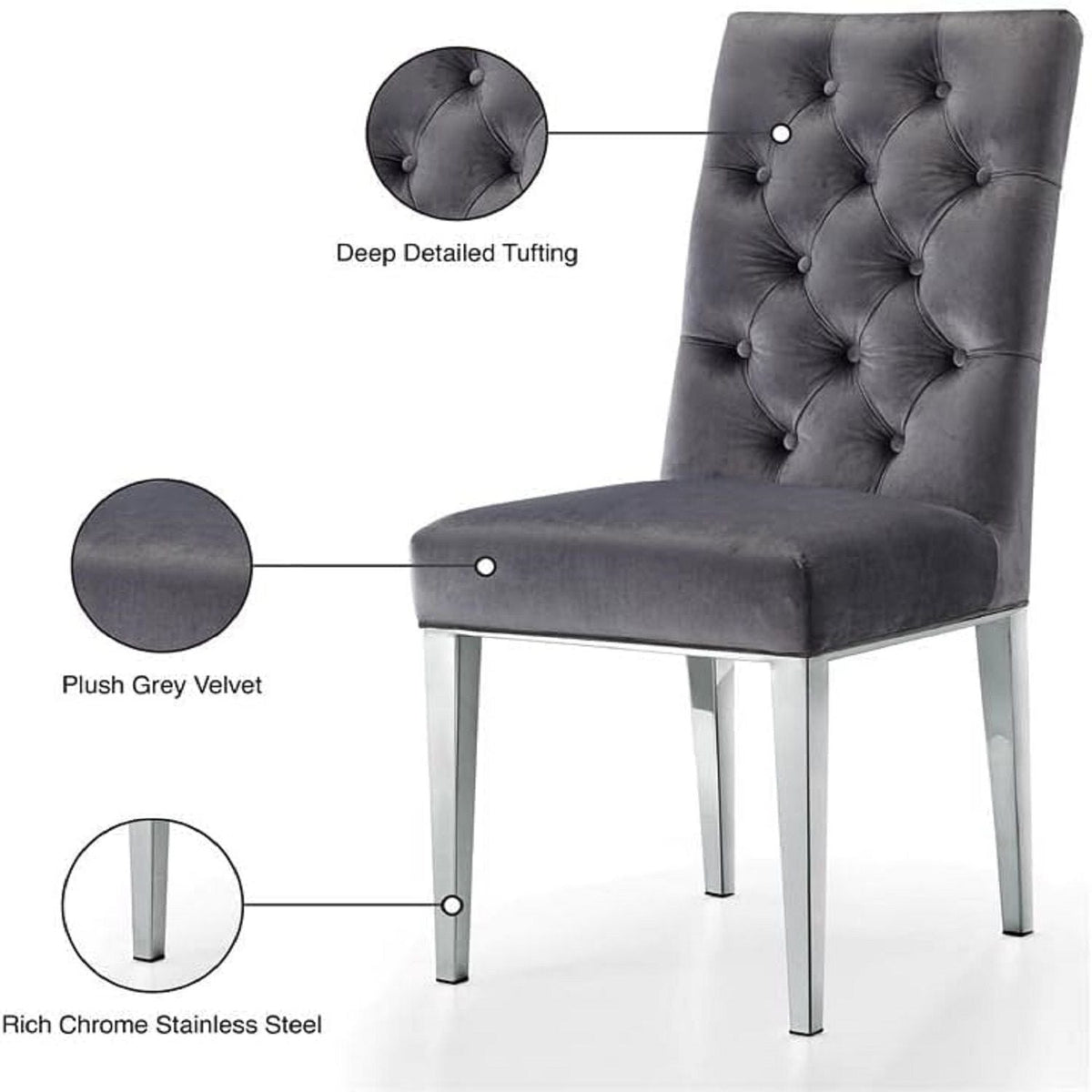 Modern Upholstered Tufted Dining Chair (Set of 2)