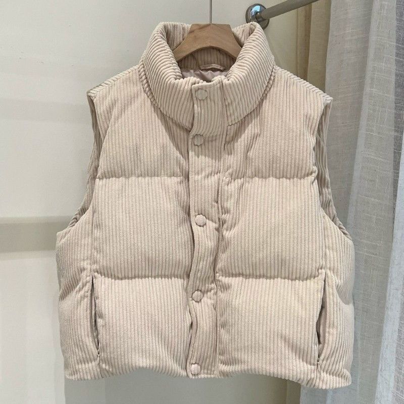 Womens Stylish Short Vest With A Stand-up Collar