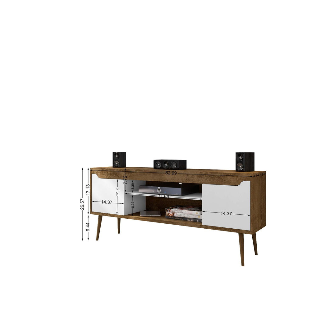 Modern Design TV Stand with Concealed Storage - White or Yellow