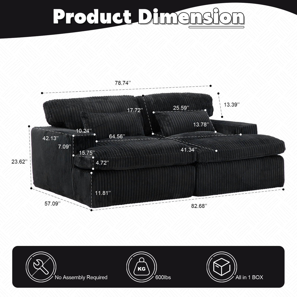 Double Chaise Lounge Chair, Oversized Upholstered Sleeper Cloud Couch