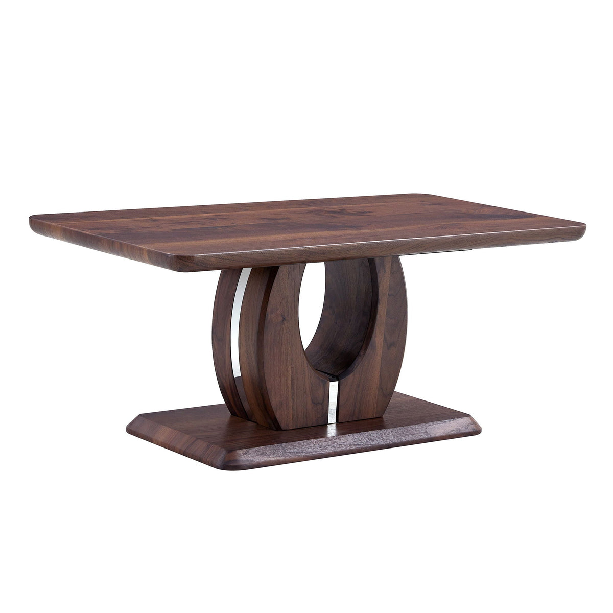 Modern Minimalist Rectangular Coffee Table with Walnut Grain Finish - Dark Brown