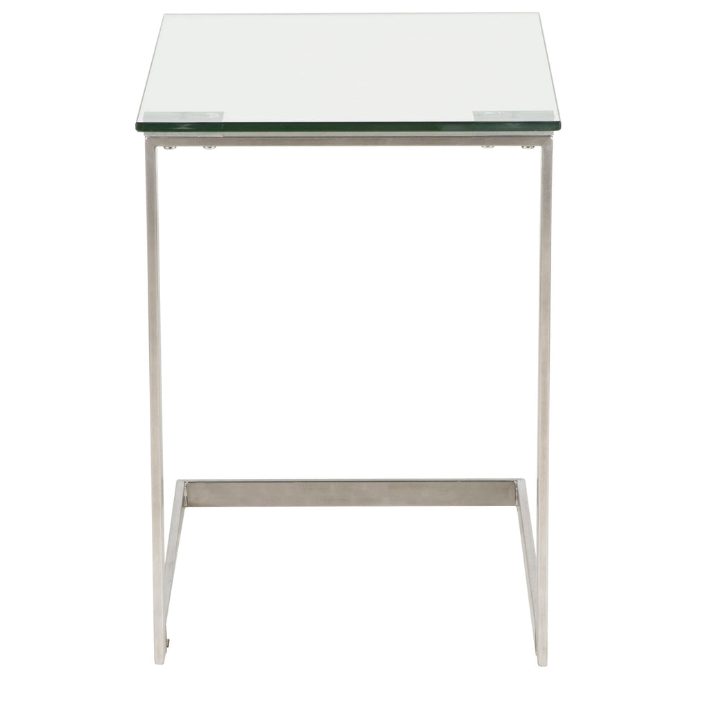 Contemporary End Table with Tempered Glass Shelf - Pearl Silver or Black