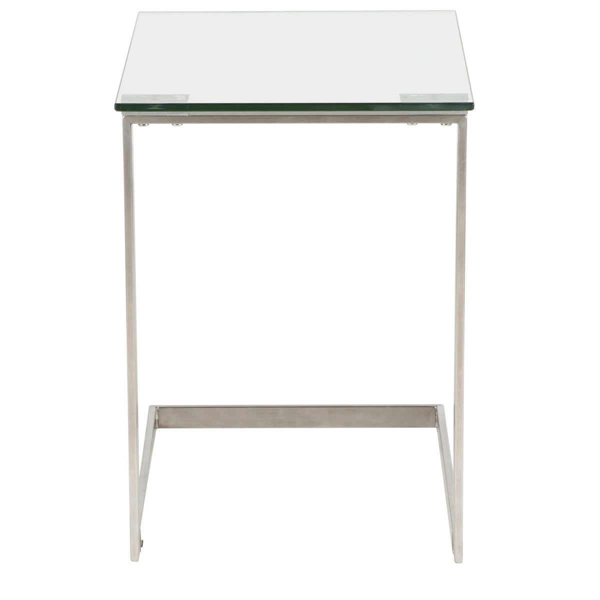 Contemporary End Table with Tempered Glass Shelf - Pearl Silver or Black