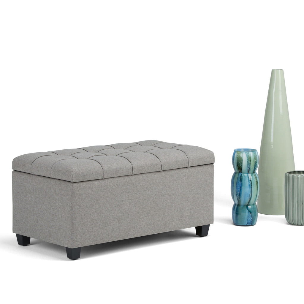 Upholstered Storage Ottoman Bench with Safety Hinge - Multiple Colors