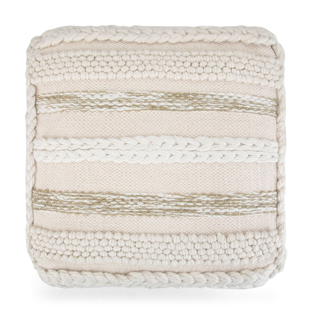 Handcrafted Square Pouf with Supportive Polystyrene Filling - Beige or Dark Gray