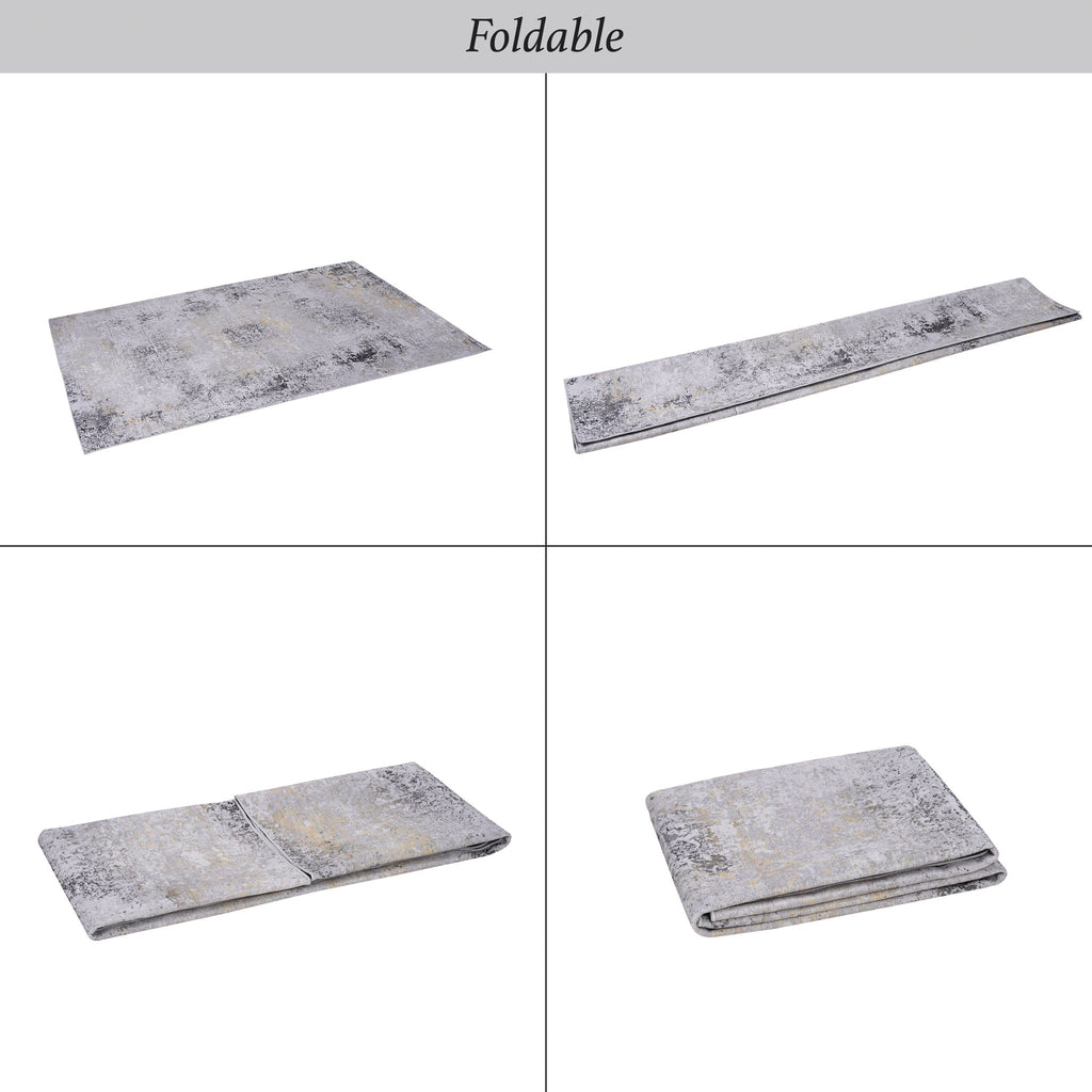 Machine Washable Area Rug with Low Pile - Light Blue, Gray, or Black