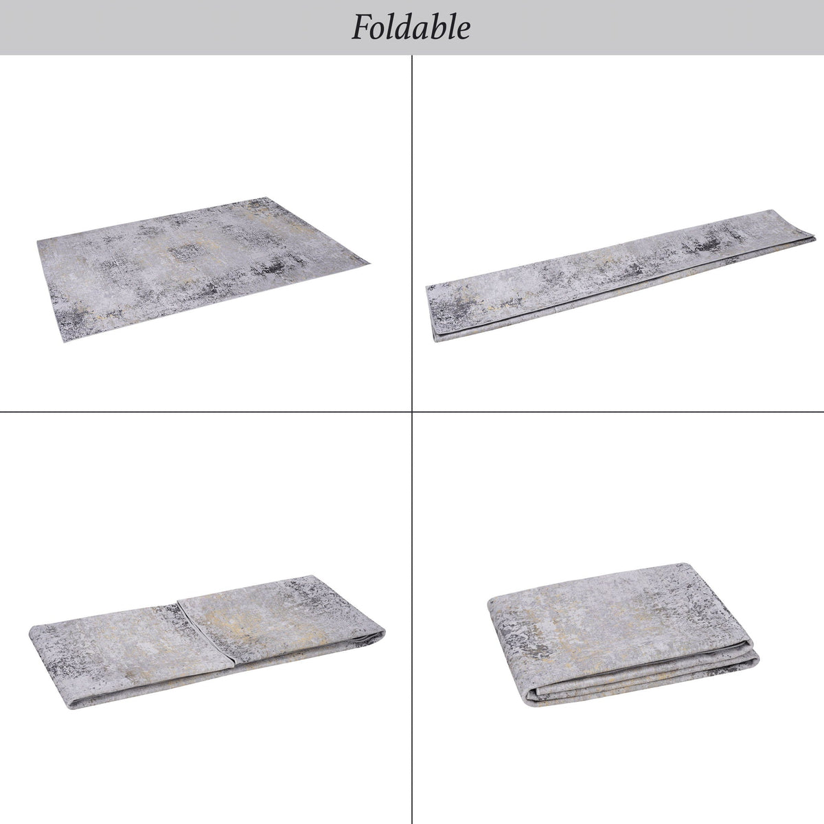 Machine Washable Area Rug with Low Pile - Light Blue, Gray, or Black
