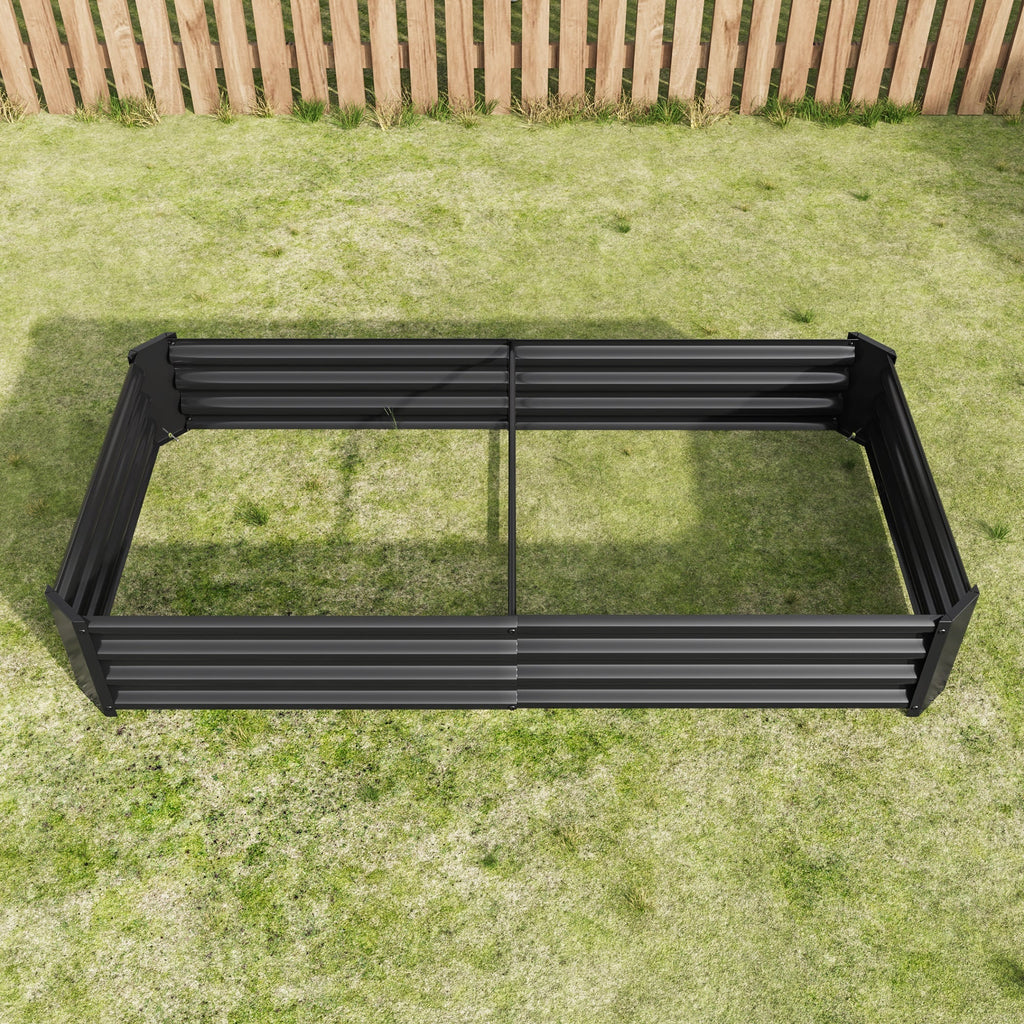 Metal Raised Garden Bed 6x3x1 Ft with Open Base - Silver