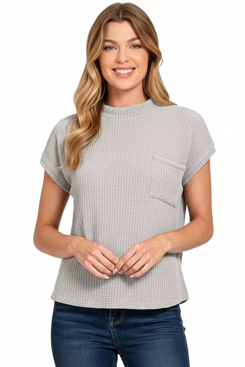 Zenana Chenille Waffle Short Sleeve Sweater