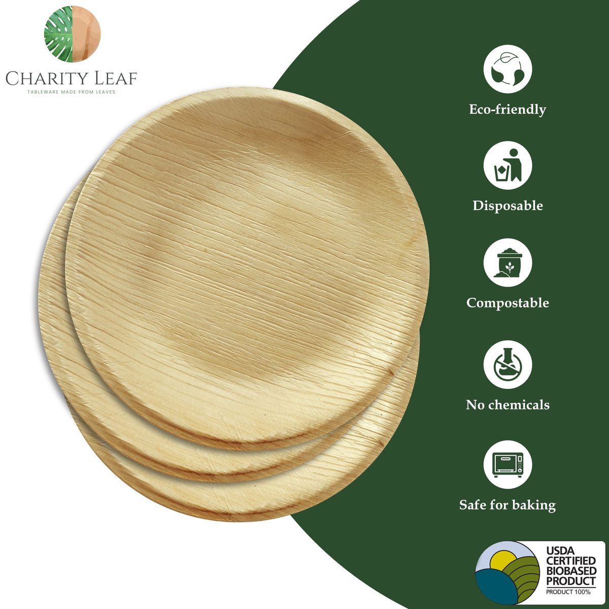 7" Inch Round Natural Disposable Bamboo Plate