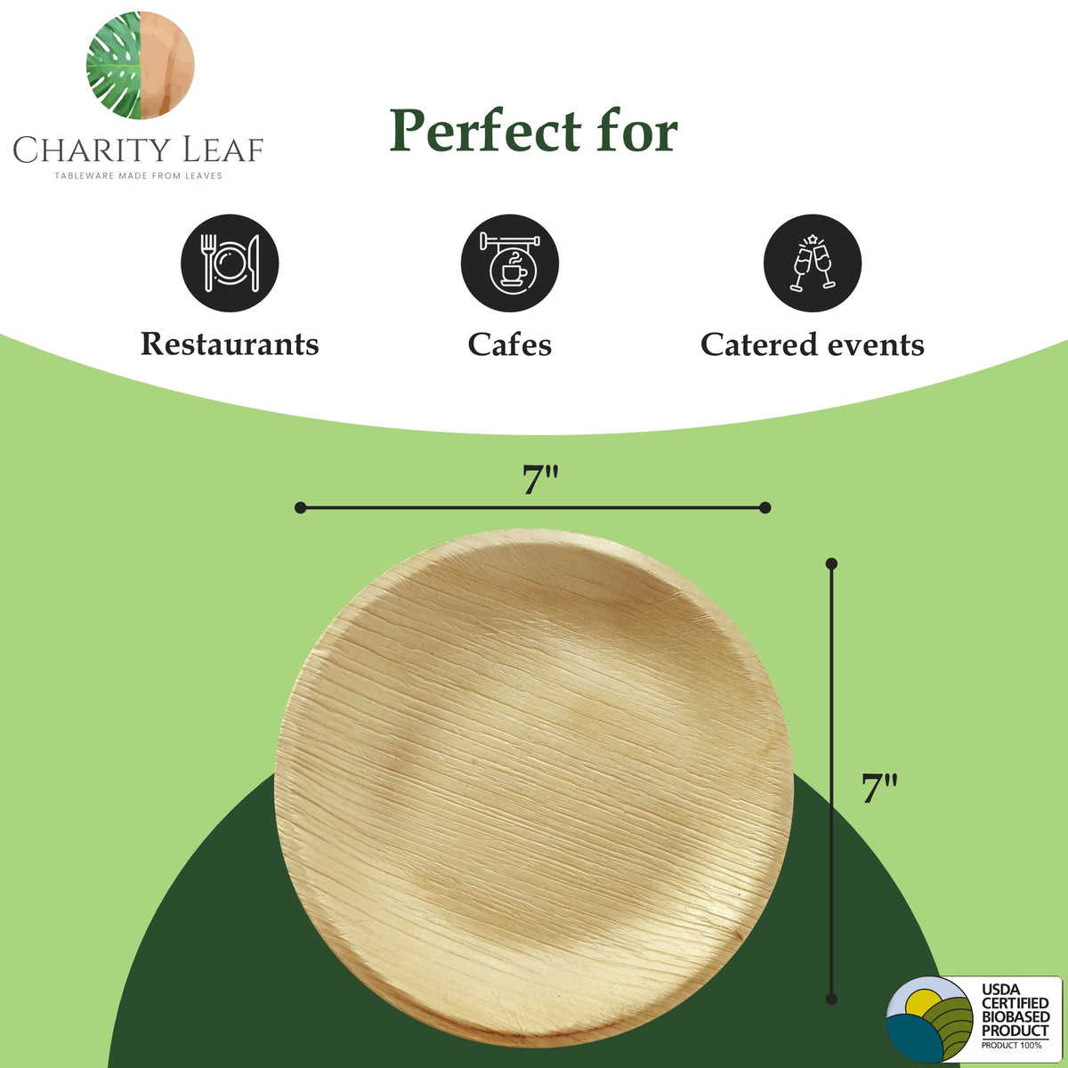 7" Inch Round Natural Disposable Bamboo Plate