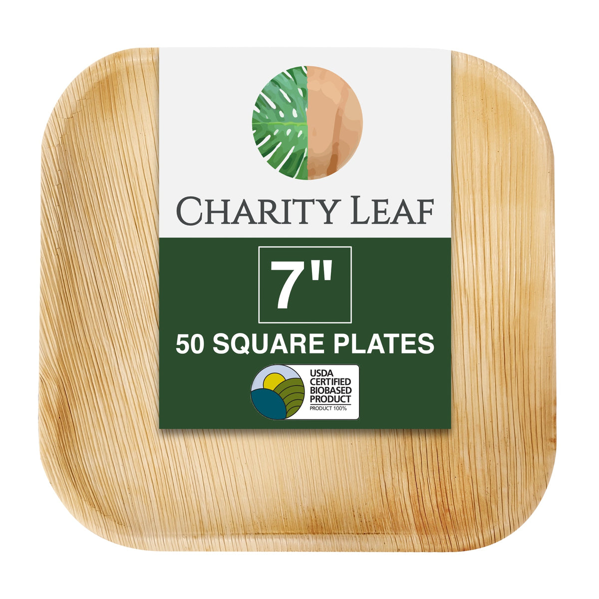 7" Inch Square Natural Disposable Bamboo Plate