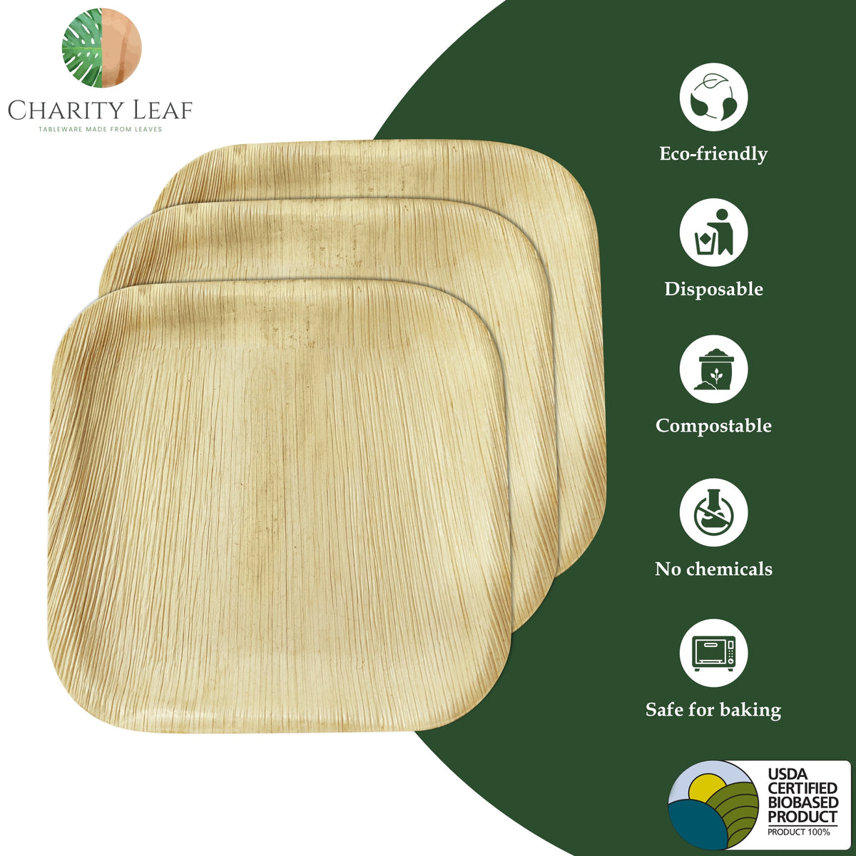 7" Inch Square Natural Disposable Bamboo Plate