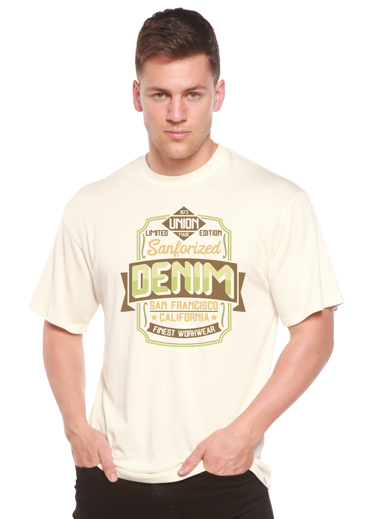 Sanforized Denim Men's Bamboo Viscose/Organic Cotton Short Sleeve Graphic T-Shirt