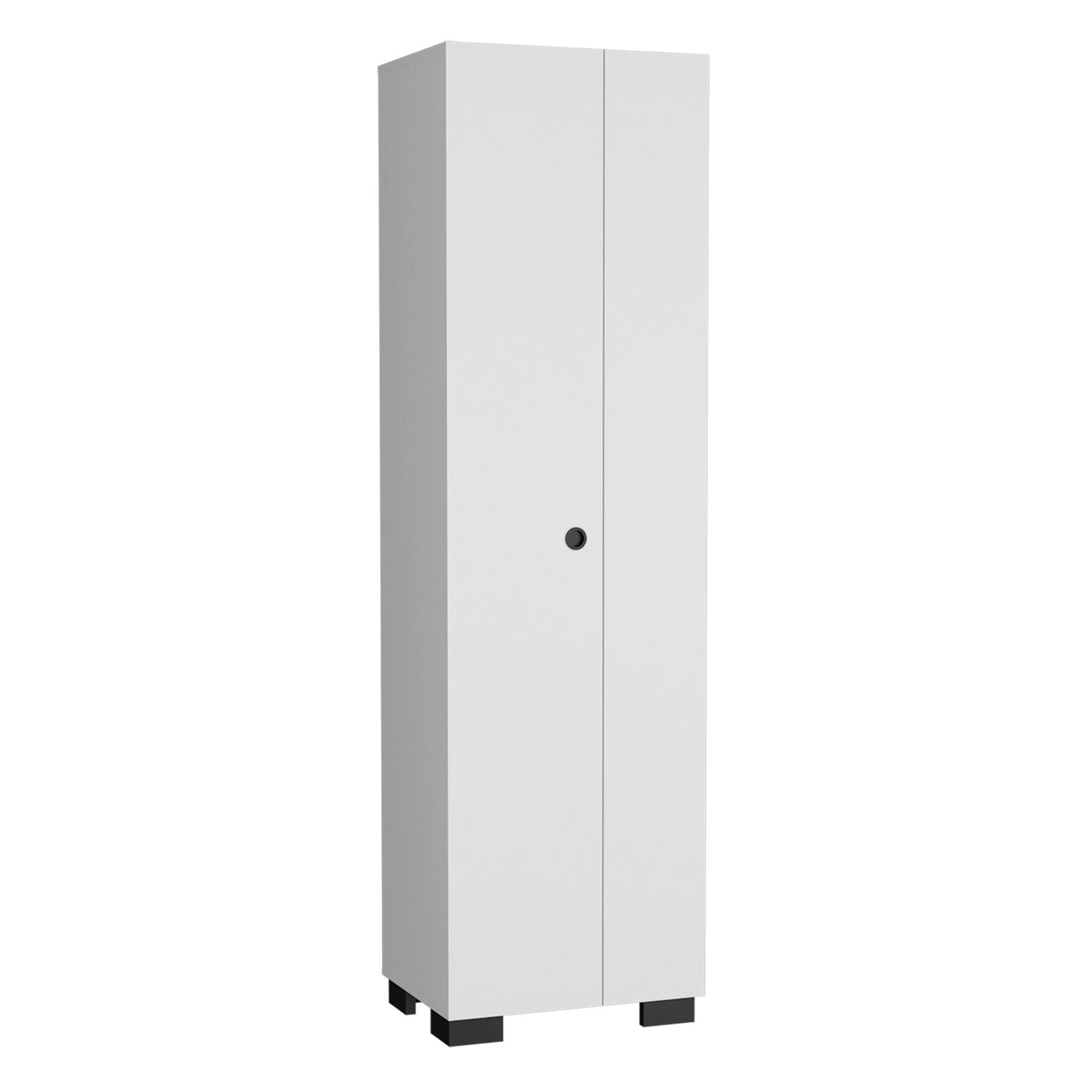 Attica Broom Cabinet with Double Doors and Inner Shelves - White