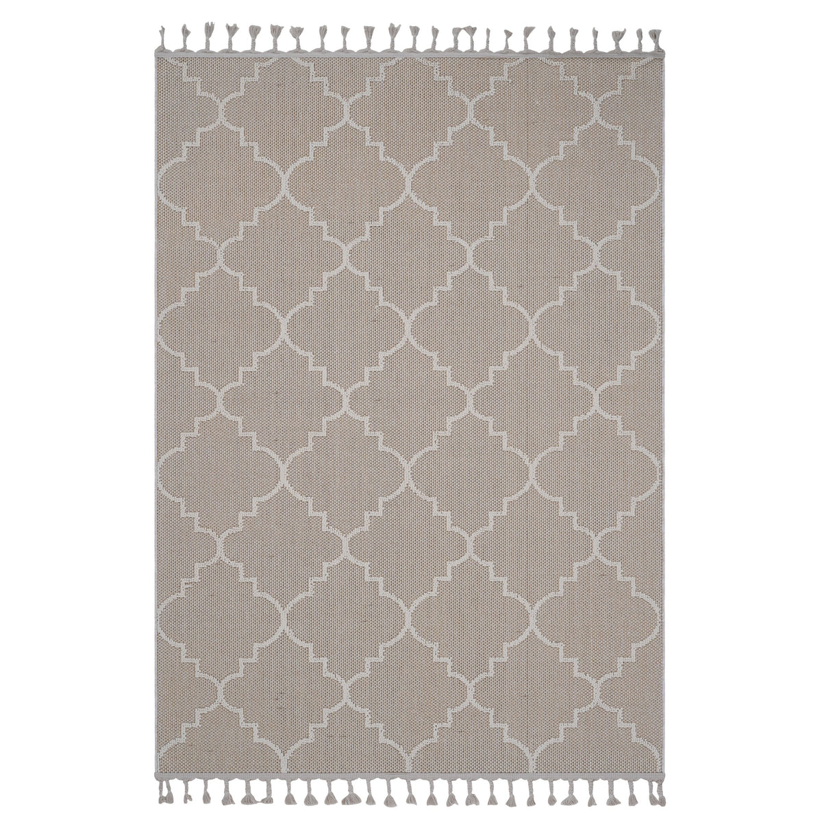 Guros Collection 4' x 6' Area Rug with Stain-Resistant Polypropylene - Ivory or Grey+White