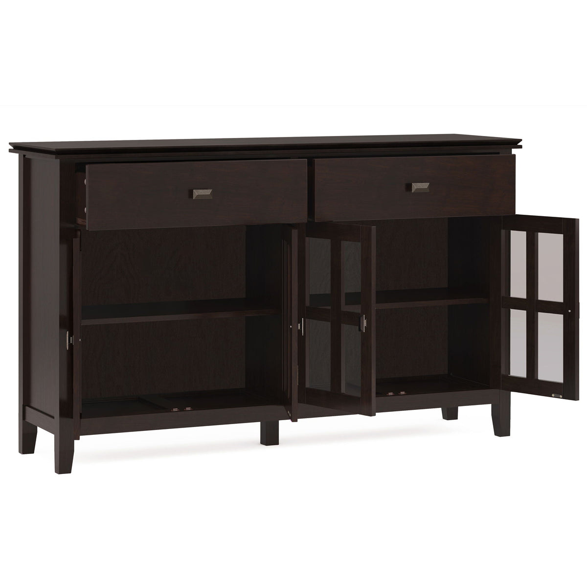 Artisan 4 Door Sideboard Buffet with Adjustable Shelves - Dark Brown or Black