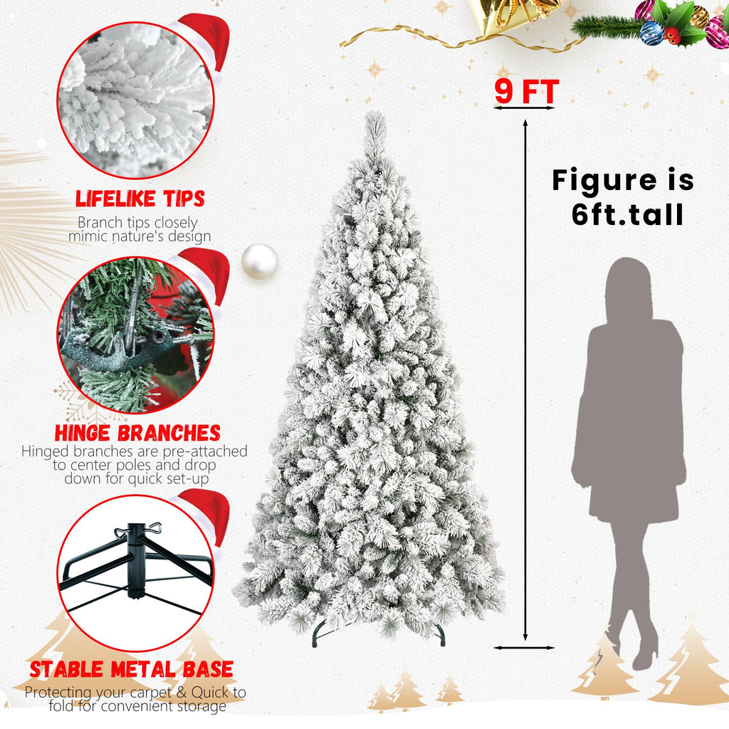 4FT Flocked Christmas Tree with 350 Tips and Metal Stand