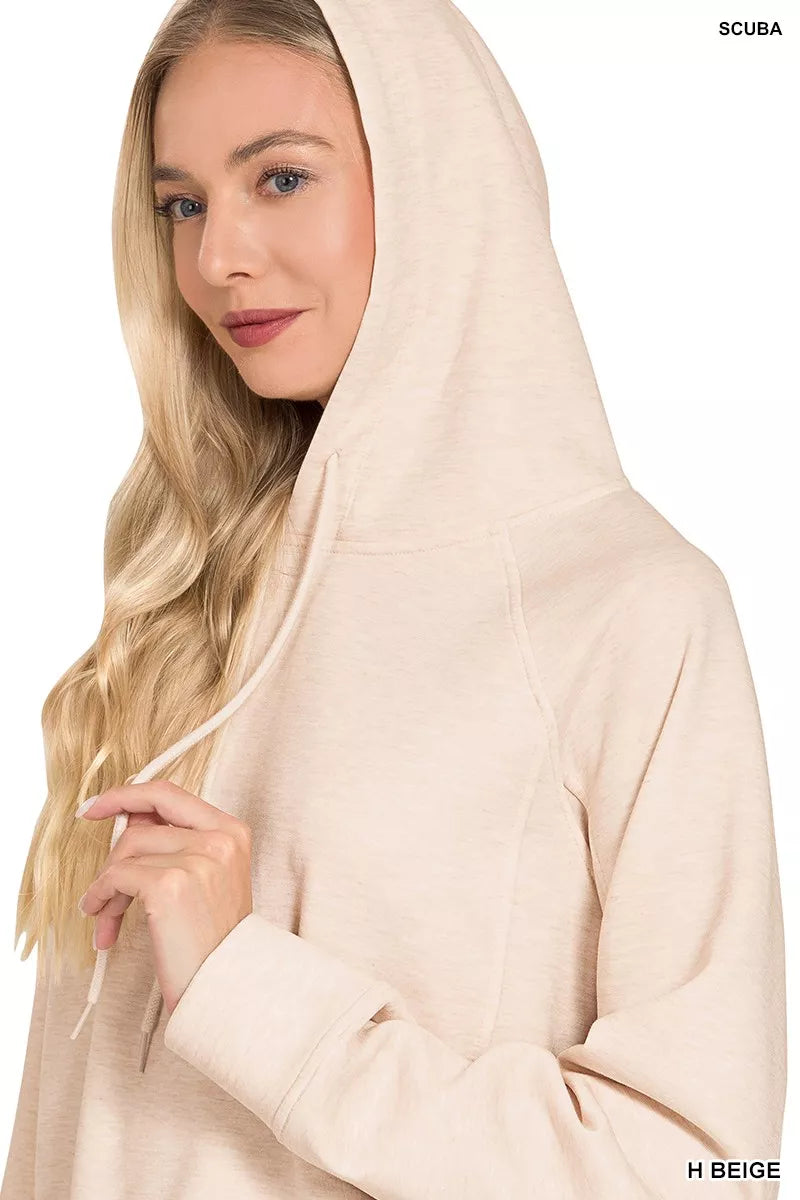 Zenana Drawstring Scuba Hoodie