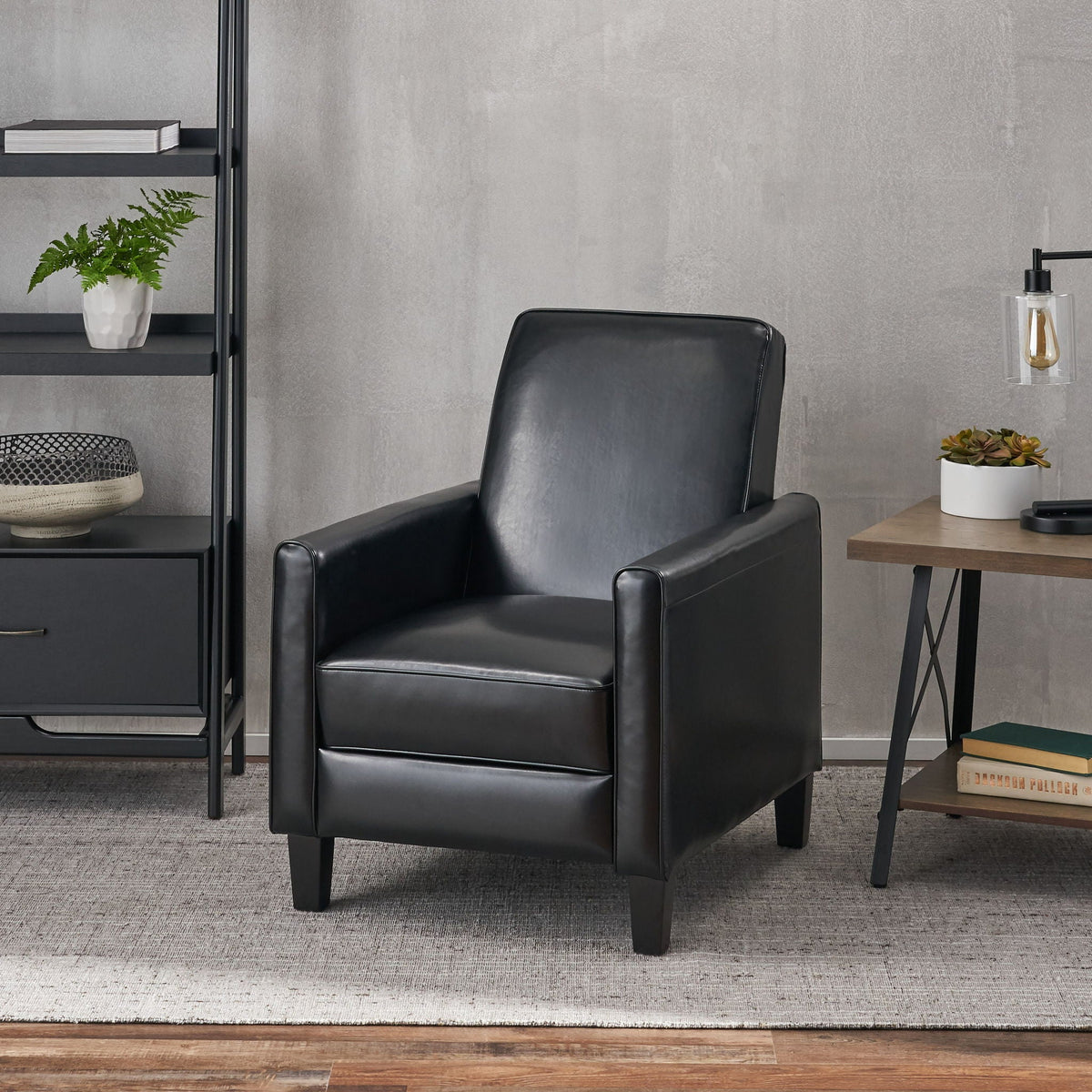 Upholstered Push Back Recliner Chair with Adjustable Recline - Multiple Colors