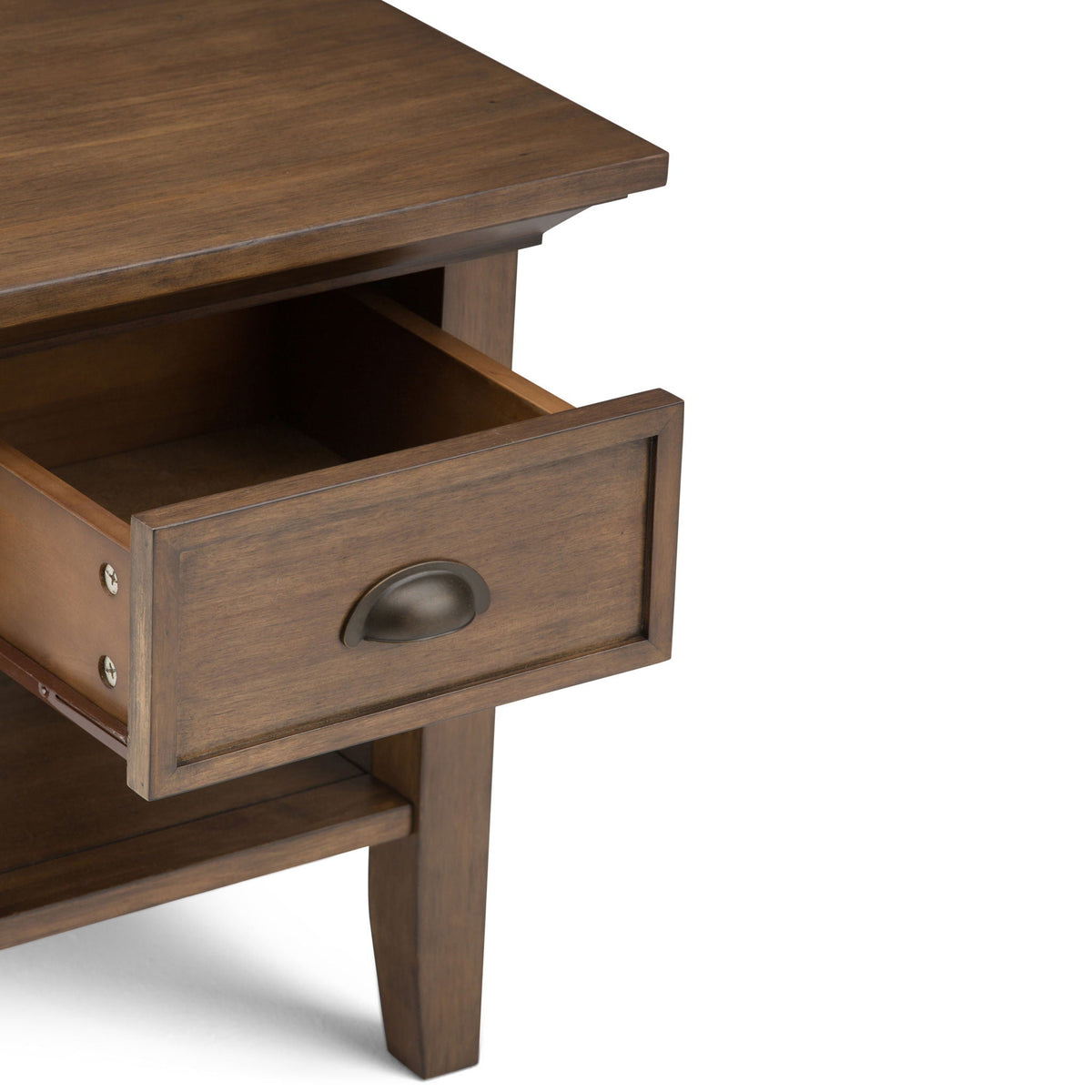 Solid Wood End Table with Storage Drawer - Light Brown