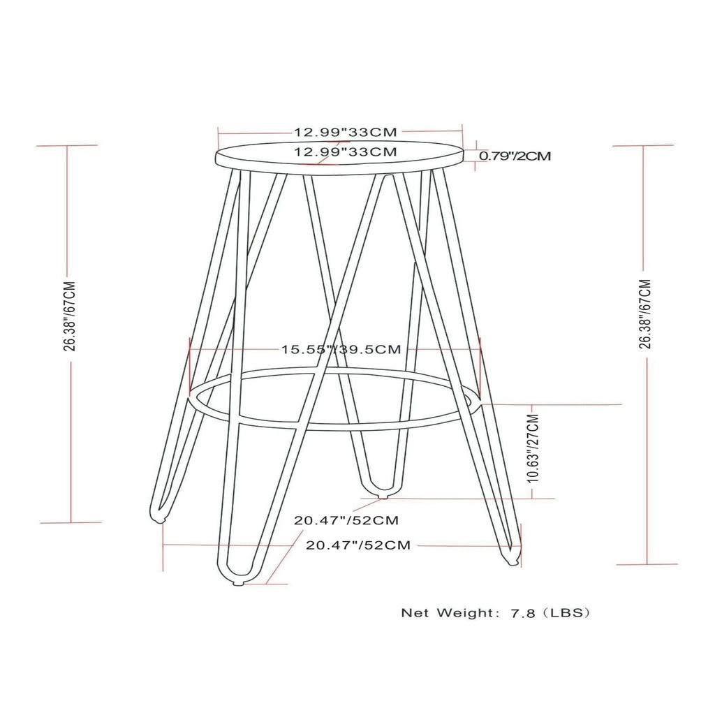 Multifunctional Metal Counter Height Stool with Solid Wood Seat - Dark Brown or Beige
