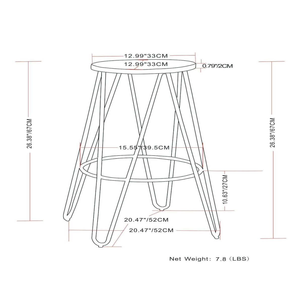 Multifunctional Metal Counter Height Stool with Solid Wood Seat - Dark Brown or Beige