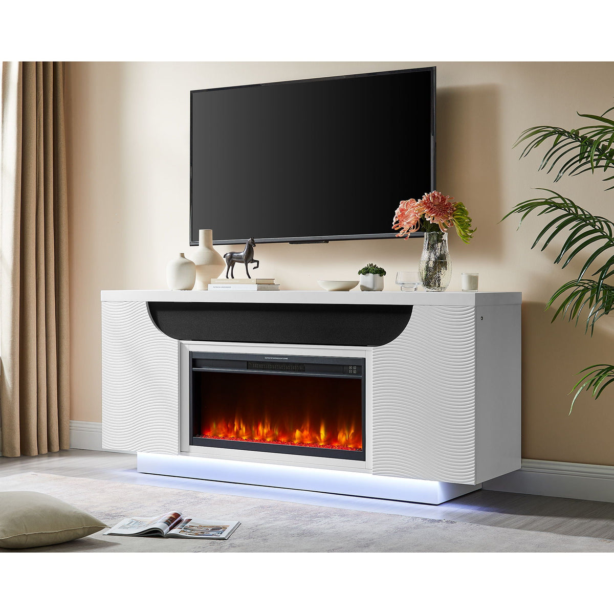 Alessia - Electric Fireplace With Multi Color LED And Flame Settings