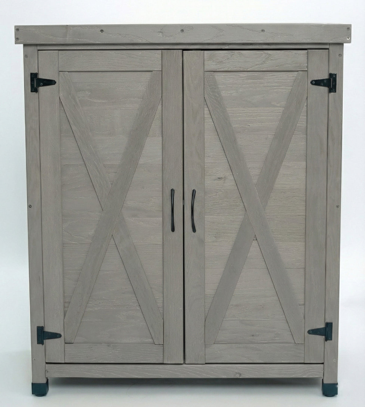 Potting Bench with Metal Top and Storage Cabinet - Solid Wood