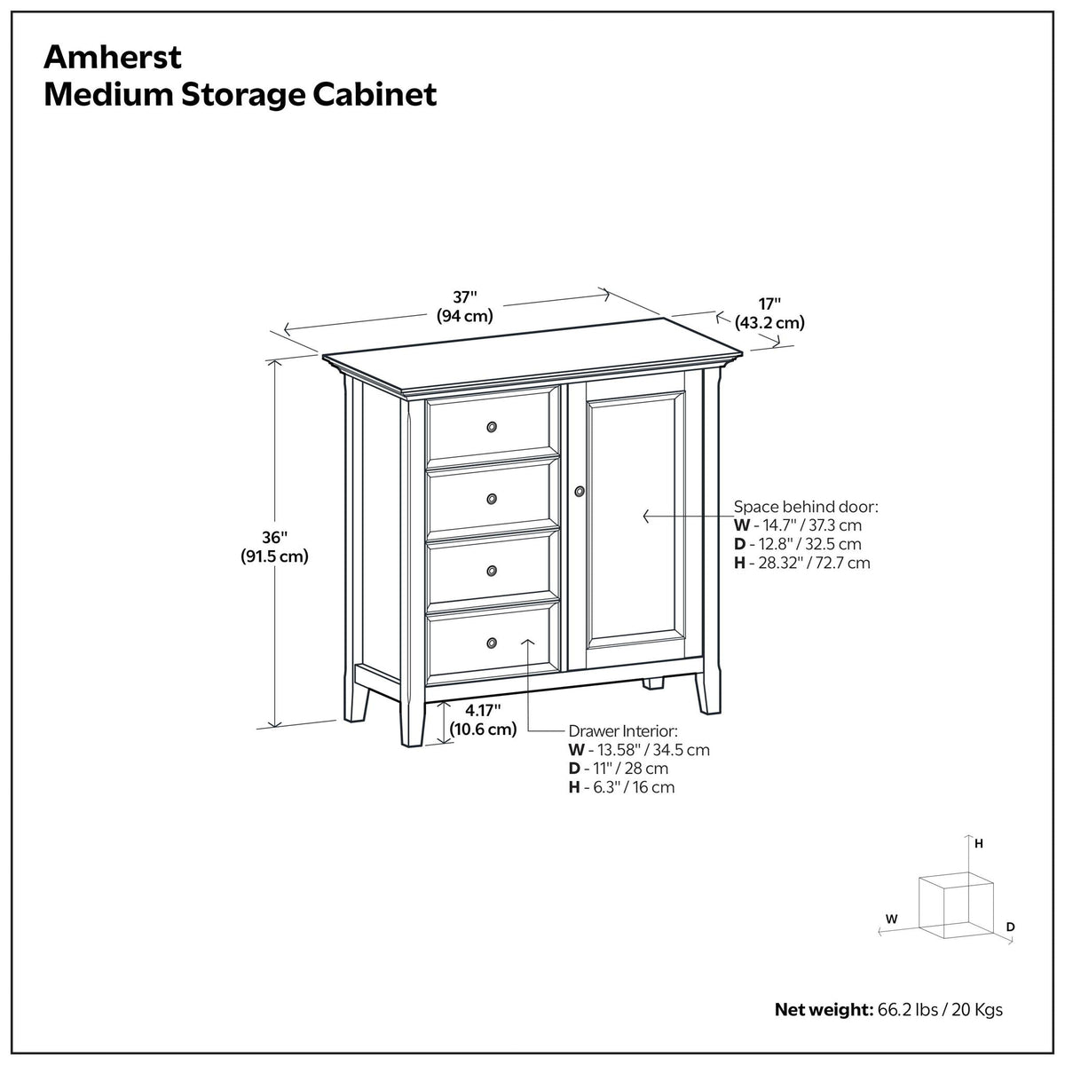 Handcrafted Medium Storage Cabinet with Adjustable Shelves - Dark Brown, Light Brown, Black, White