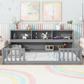 Twin Storage Bed with Bedside Bookcase and Guardrails - Gray or White