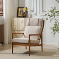 Mid Century Modern Accent Armchair with Solid Wood Frame - Light Gray or Beige