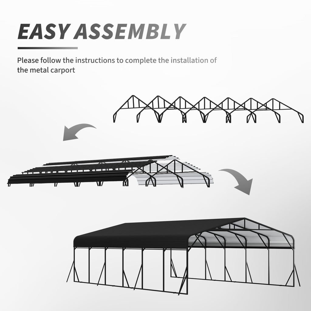 Heavy Duty Carport Canopy 20'X30' with Galvanized Steel Roof - Steel