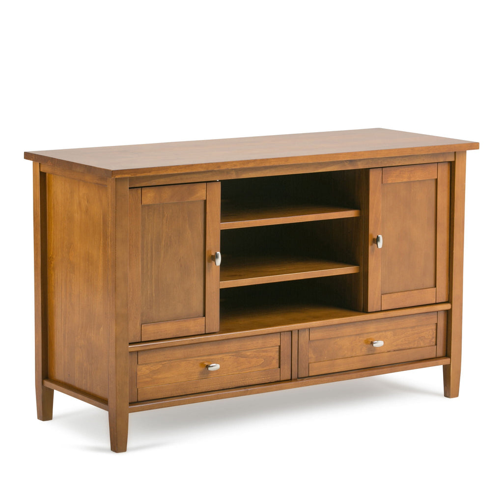 Transitional Style TV Media Stand with Storage - Light Brown, Dark Brown, White