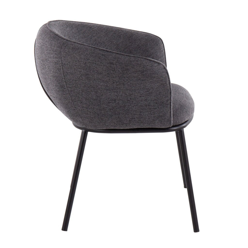 Contemporary Side Chair with Padded Seat and Black Metal Frame - Charcoal