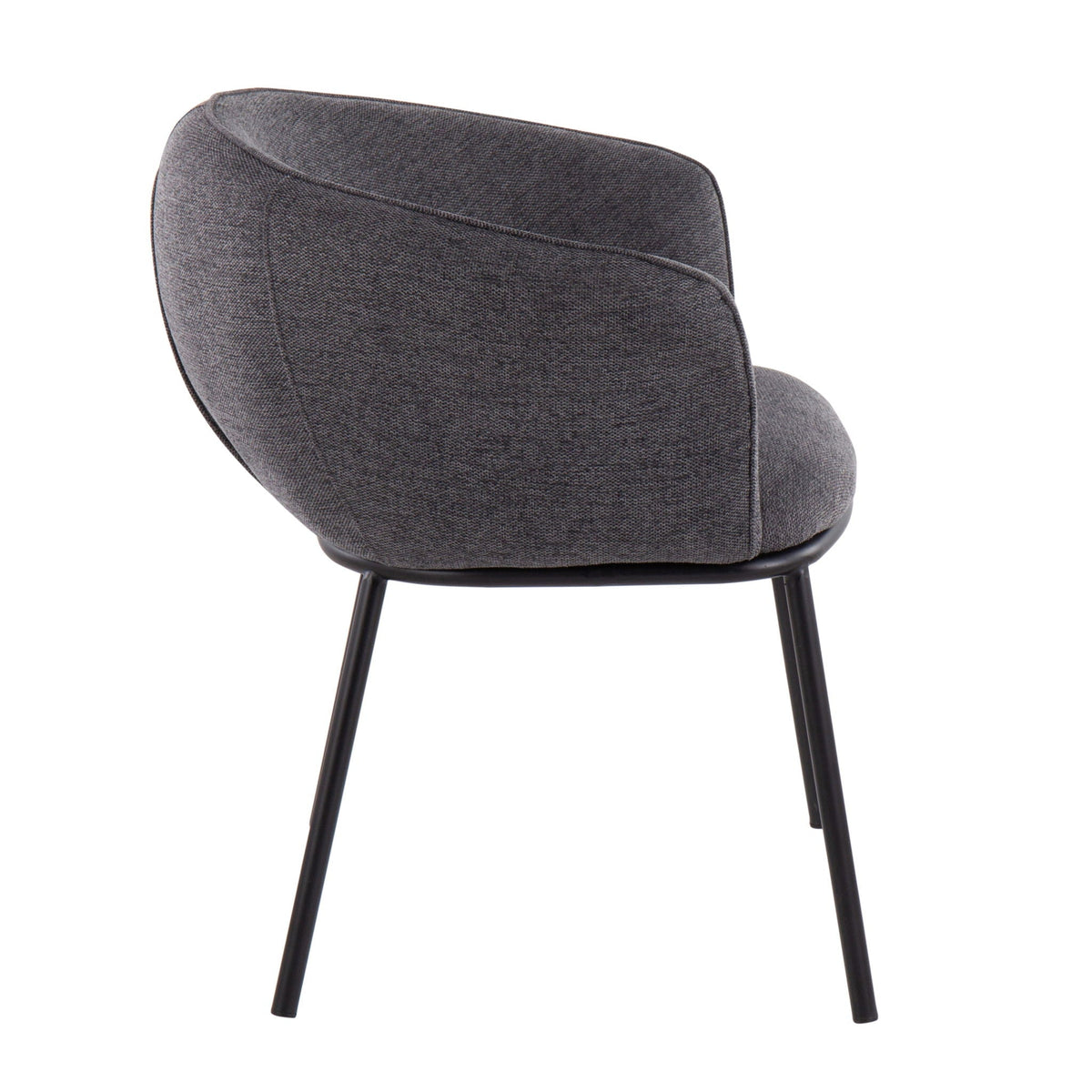 Contemporary Side Chair with Padded Seat and Black Metal Frame - Charcoal