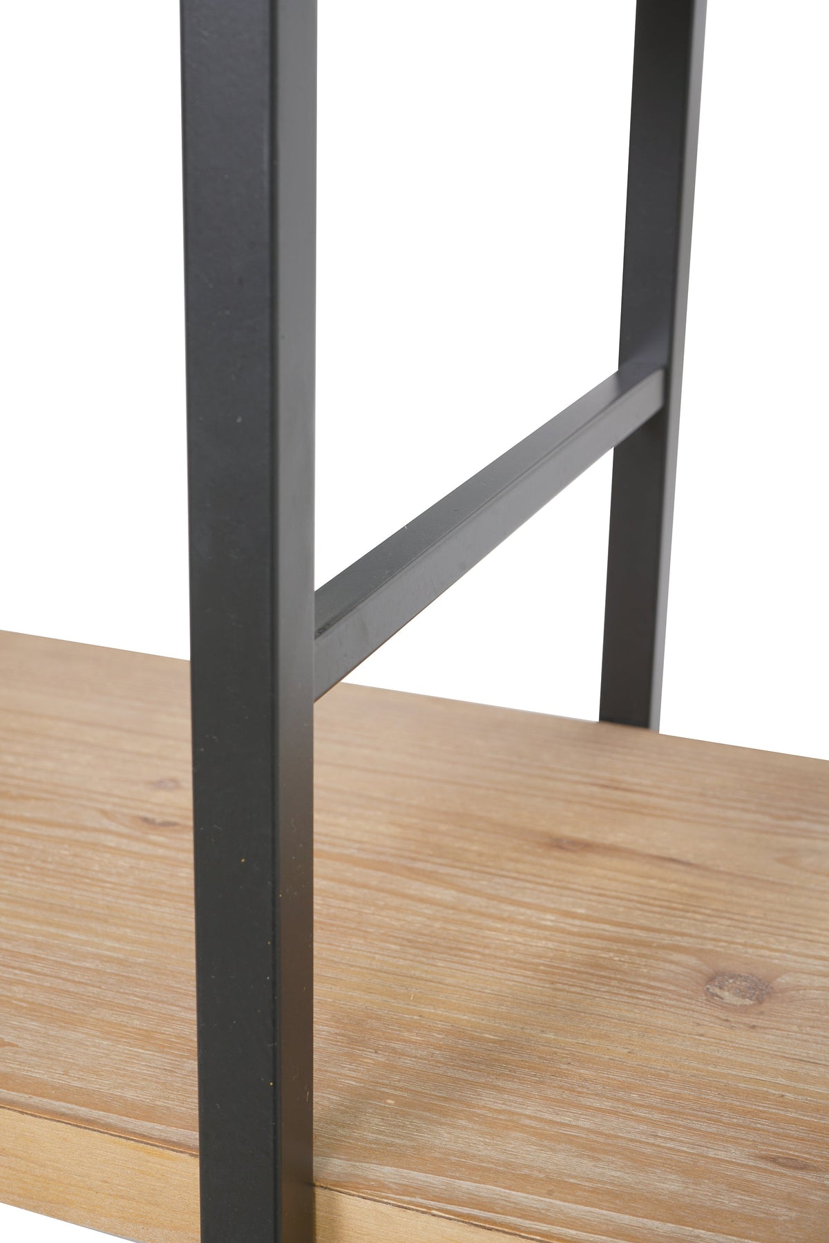 Tall Arched Wood and Iron Display Shelf with Striking Design